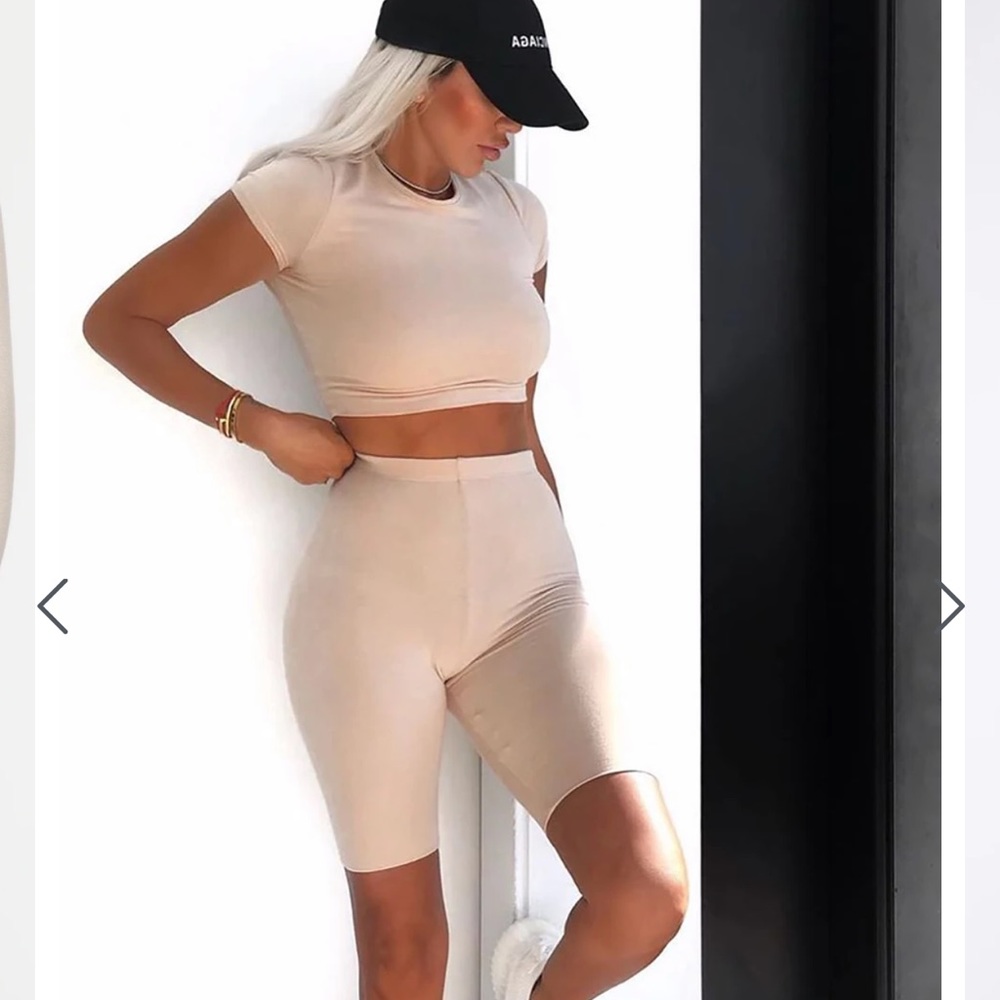 Nude biker short set